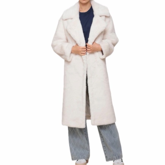 Avec Les Filles White Luxe Faux Mink Fur Coat Jacket Sz L Women’s NWT - Picture 9 of 17